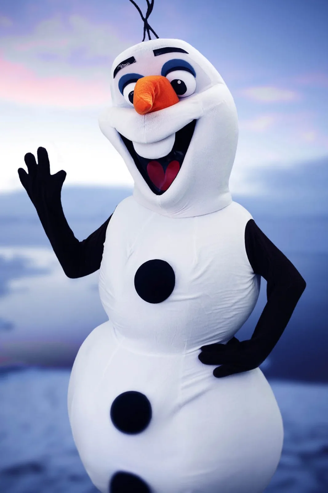 Snowman party character in Inland Empire